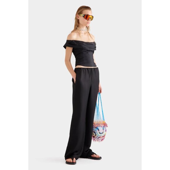 Venroy Silk Relaxed Pant in Black - Picture 3 of 6
